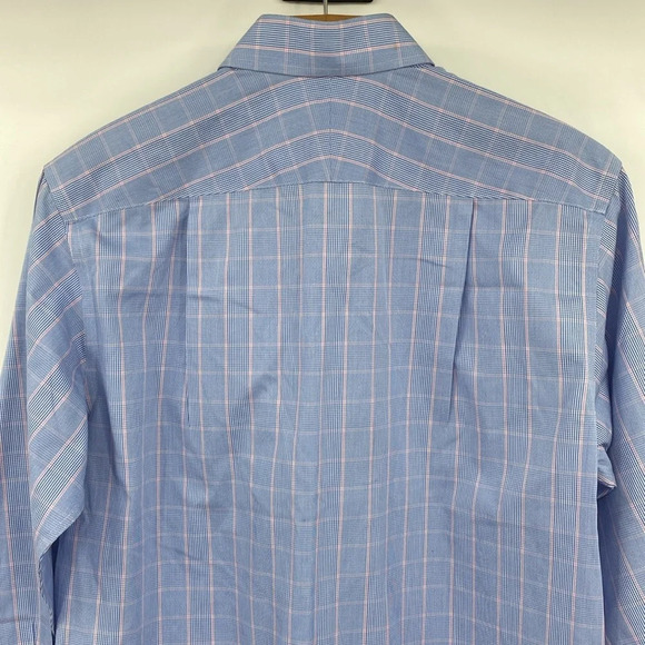Charles Tyrwhitt Button Dress Shirt Mens Size 15.5 Blue Pink Grid Check Non-Iron - Picture 8 of 12